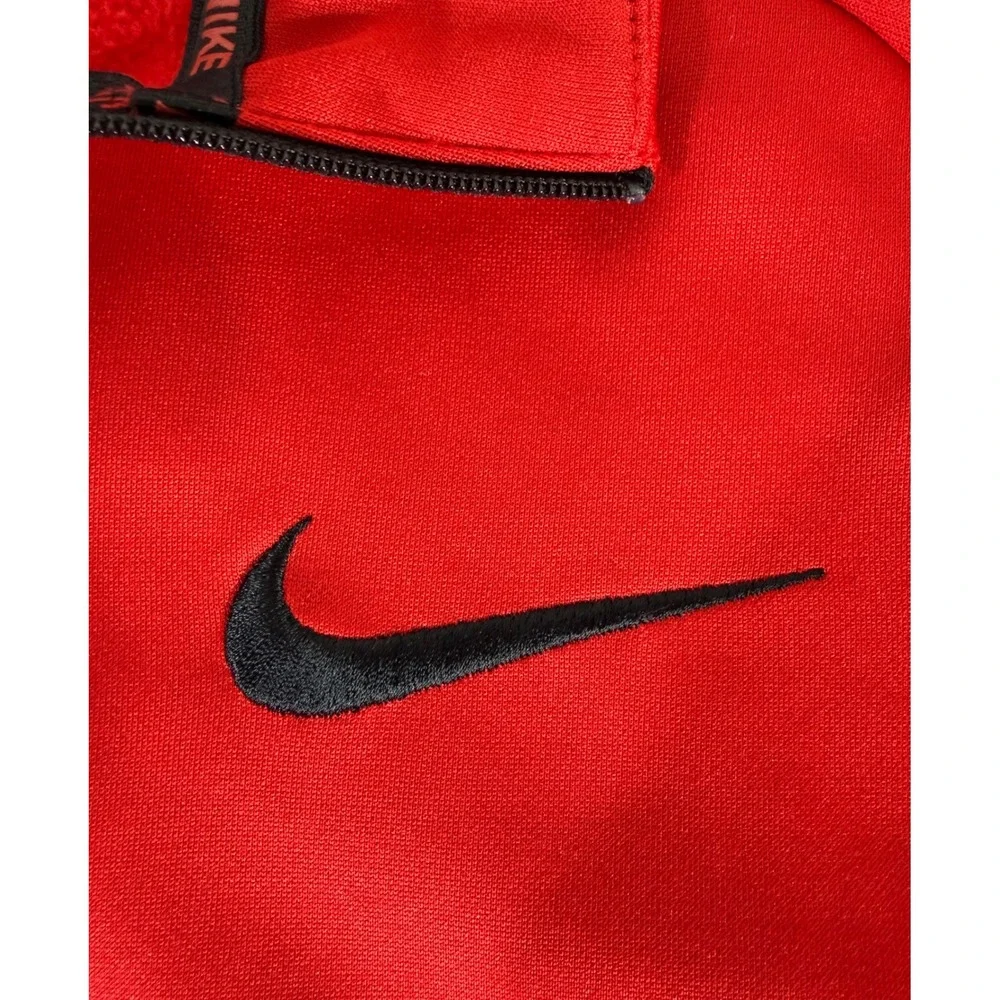 Nike Fleece Pullover XL Red Dri-FIT 1/4 Zip Athletic Activewear Performance READ